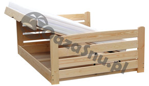 mocne łóżko sosnowe z pojemnikiem grube deski 120x220 cm producent Prudnik