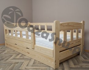 tapczan drewniany dla dzieci 90x160 barierki schowek na zabawki producent Prudnik Opole Wrocław Katowice Gliwice