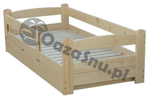 łóżko drewniane 80x210 dla dziecka drewno sosnowe ściągana barierka producent prudnik